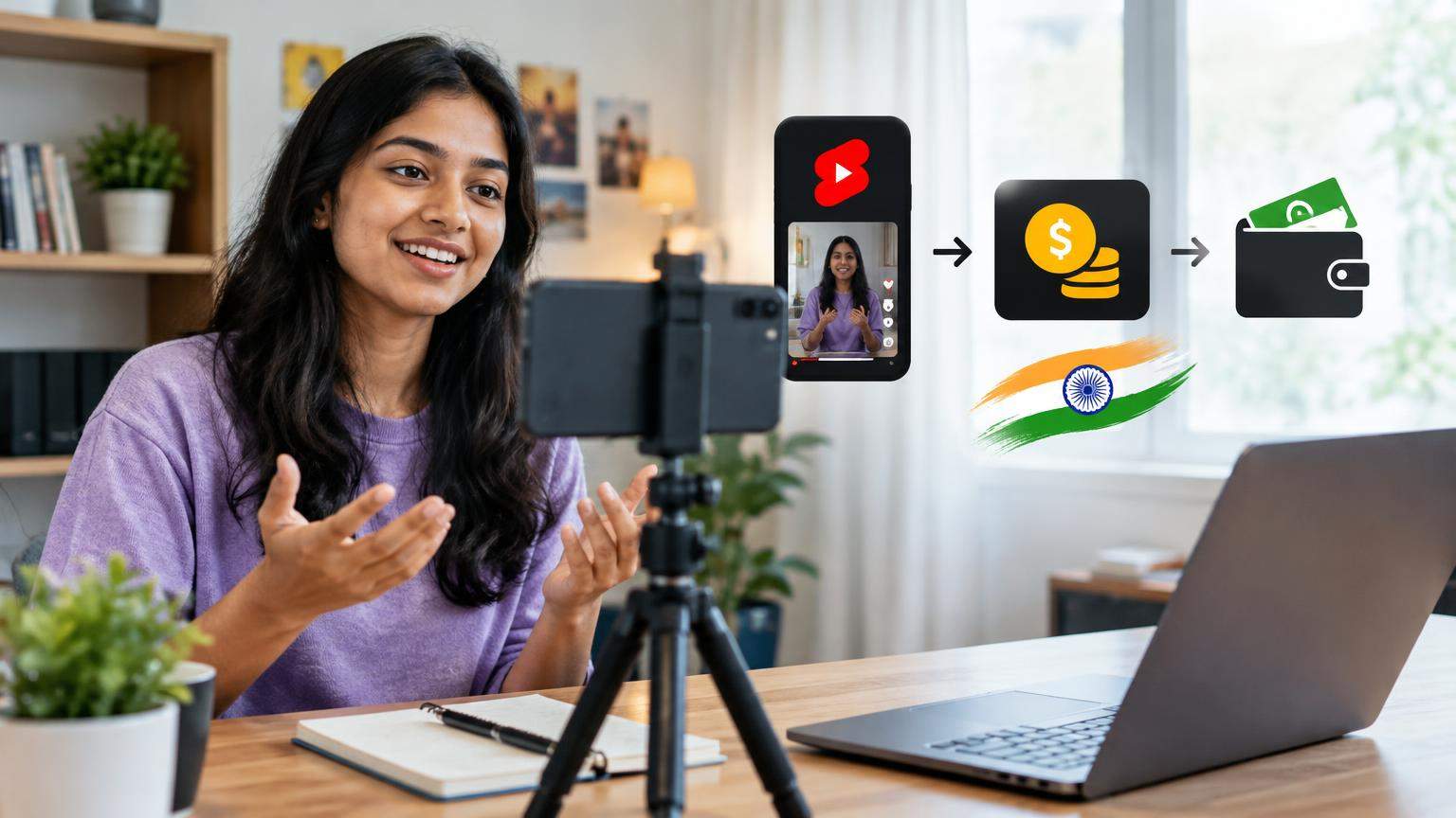 AI editorial illustration: How to Earn Money from YouTube Shorts Monetization in India (2026 Guide) (inline1)