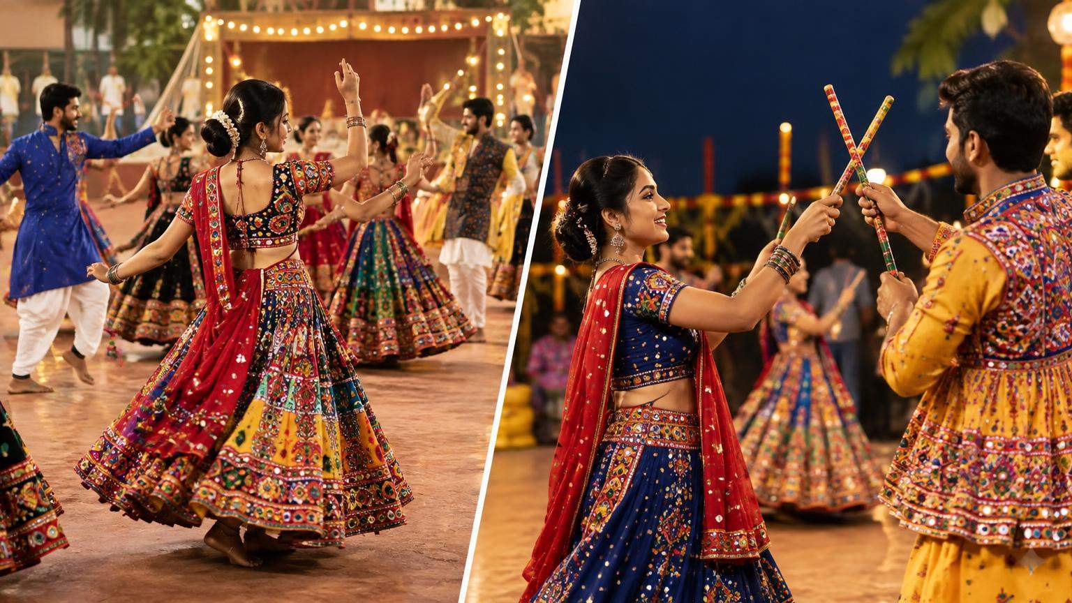 AI editorial illustration: Garba vs Dandiya: Steps, Music, Traditions and How to Choose (inline1)
