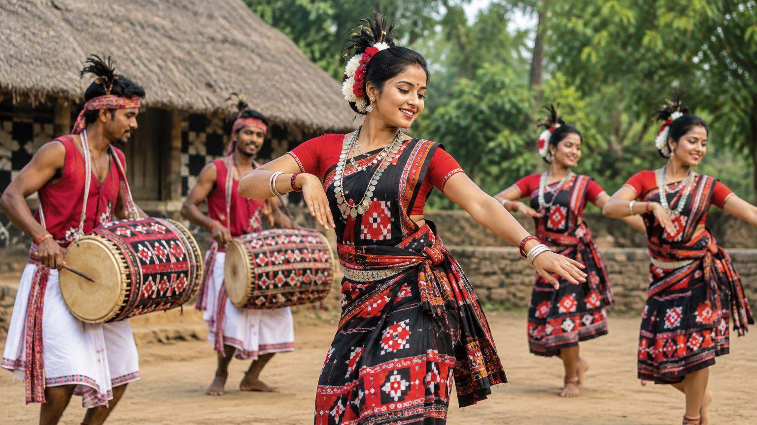 AI editorial illustration: Sambalpuri Folk Dance of Odisha: Traditions, Music, Costumes and a Beginner’s Guide (inline1)